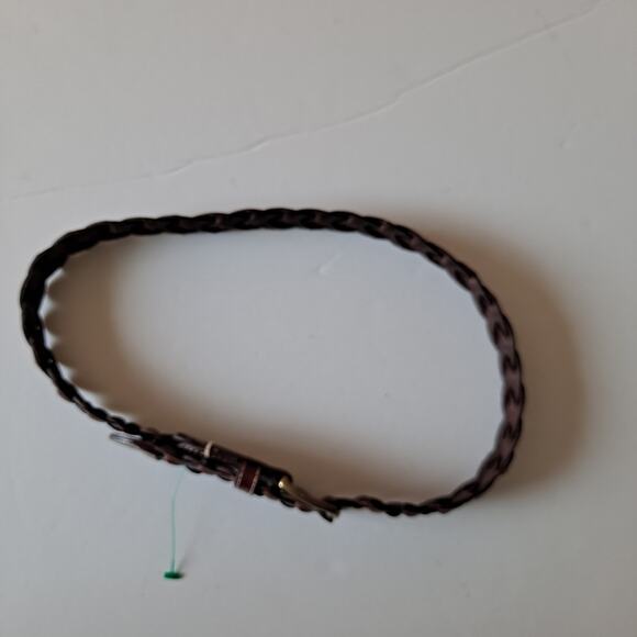 Lands' End Brown Braided Leather Belt w/ Classic Rectangle Buckle Women's Size M - Picture 7 of 9